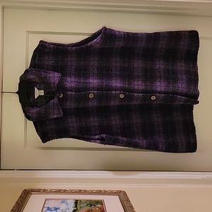 NWT CJ Banks Size 3X Purple/Black Plaid Fleece Vest